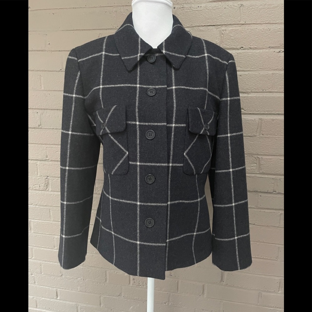Iceberg Gray wool/ angora plaid jacket M